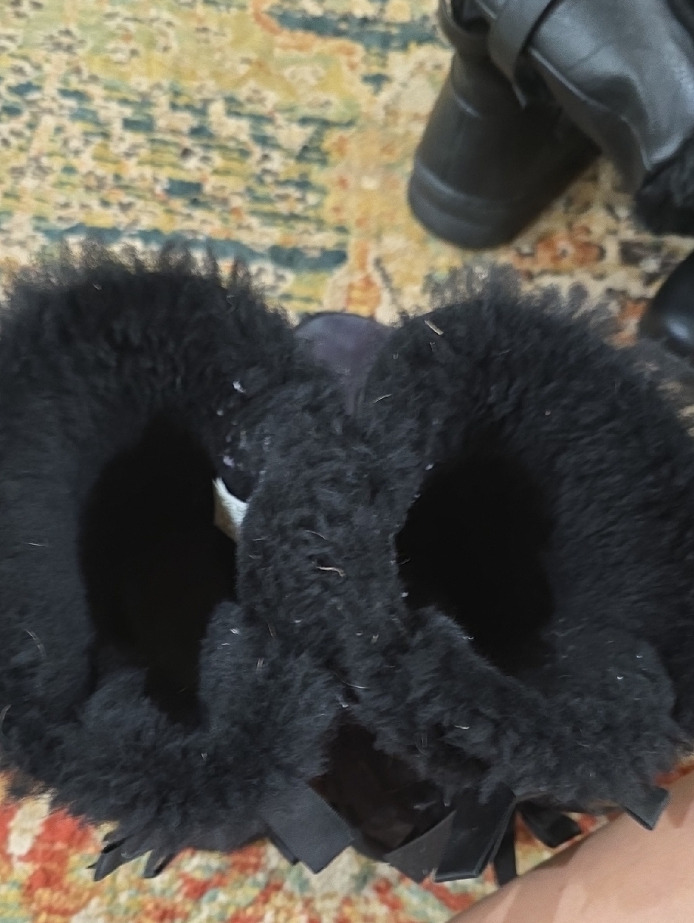 UGG Black Suede Shearling Back-Bow Winter Boots - Picture 6 of 7